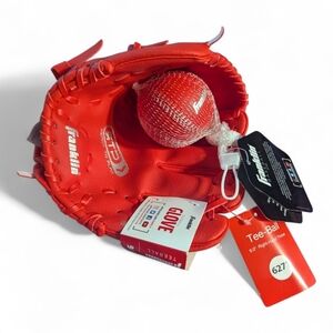 Franklin Kids Tee Ball Glove & Ball Set Red